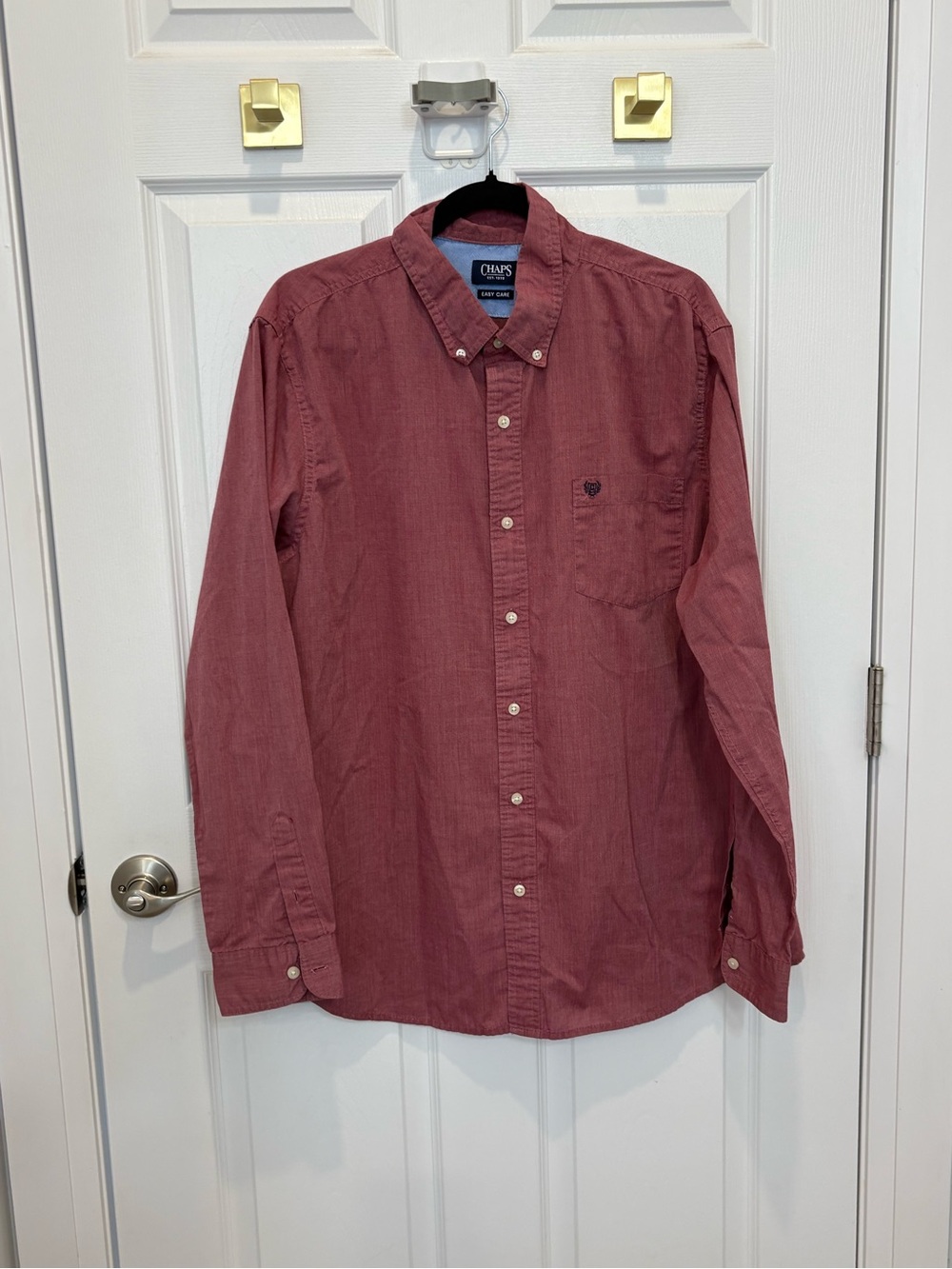 Chaps Men’s Button-Down Shirt in Brick Red #1494